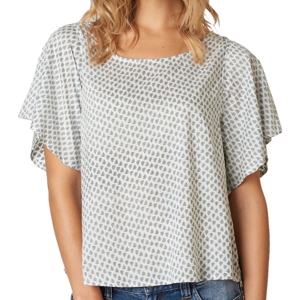 PrAna Emmi Gray Leaf Flowy Boho Top
